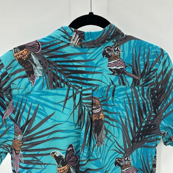 Volcom Party Bird Button Up Short Sleeve Shirt parrot tropical summer size S - Picture 4 of 8